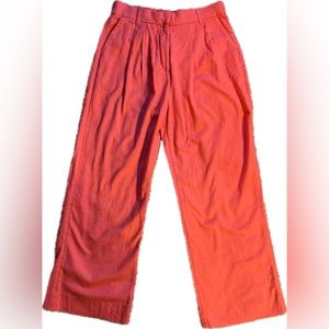 NWT Abercrombie & Fitch Linen-Blend Tailored Wide-Leg Pant. Medium-Short.